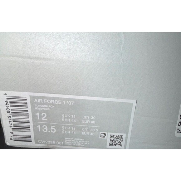 NIKE AIR FORCE 1 ‘07 TRIPLE BLACK SIZE 12M main image 5